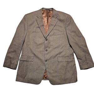 Van Heusen Blazer Sports Coat Jacket Tan Black Checked Mens Size 46R